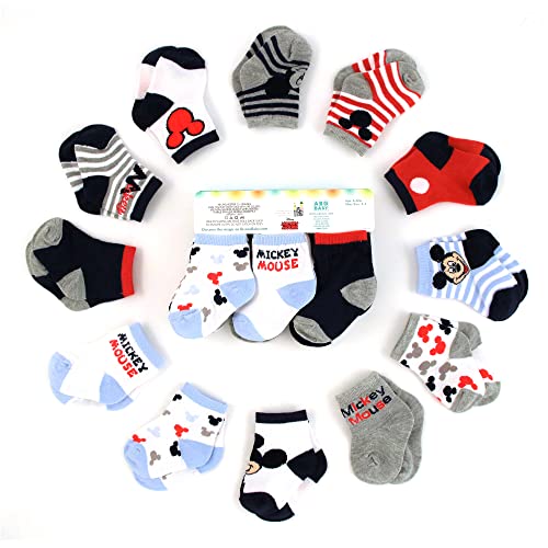 image for Disney Baby Boys’ Socks - 12 Pack Mickey Mouse, Winnie The Pooh, Lio