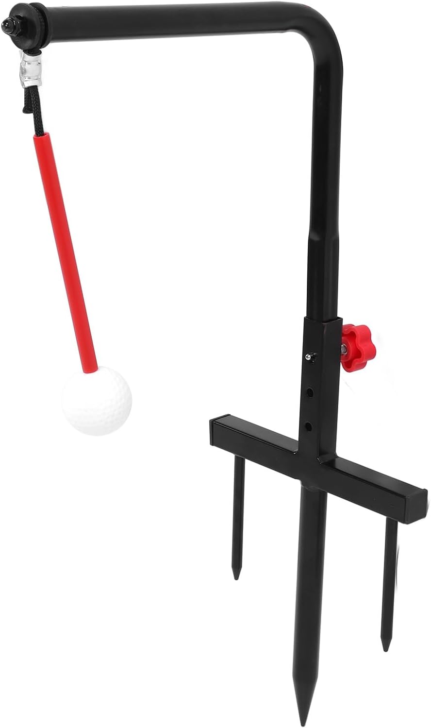 Luqeeg Golf Swing Trainer, Iron Portable Height Adjustable Ground Plugged Real Swing Practice Groover, Ideal for Training