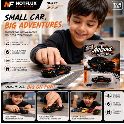 Image of 1:64 Dodge Challenger SRT Hellcat Die-Cast Metal Toy Car for Kids | Alloy Muscle Car Miniature Model | Collectible Racing Vehicle Gift [Pack of 1] [Random Color]