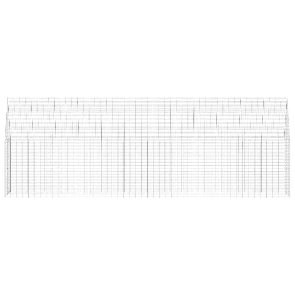Obudowa dla kur, stal ocynkowana, 2 sztuki, srebrna, 600 x 100 x 210 cm, duża klatka dla świnek morskich, chomików, na zewnątrz, ze schowkiem i drzwiami dostępowymi