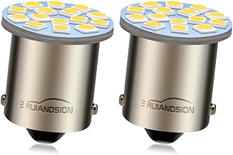 Ruiandsion 2 lampadine a LED da 6 V 1156 bianche 1141 1003 3014 BA15S 5050 12SMD di ricambio per luci di retromarcia, indicatori di direzione posteriori, non polarità