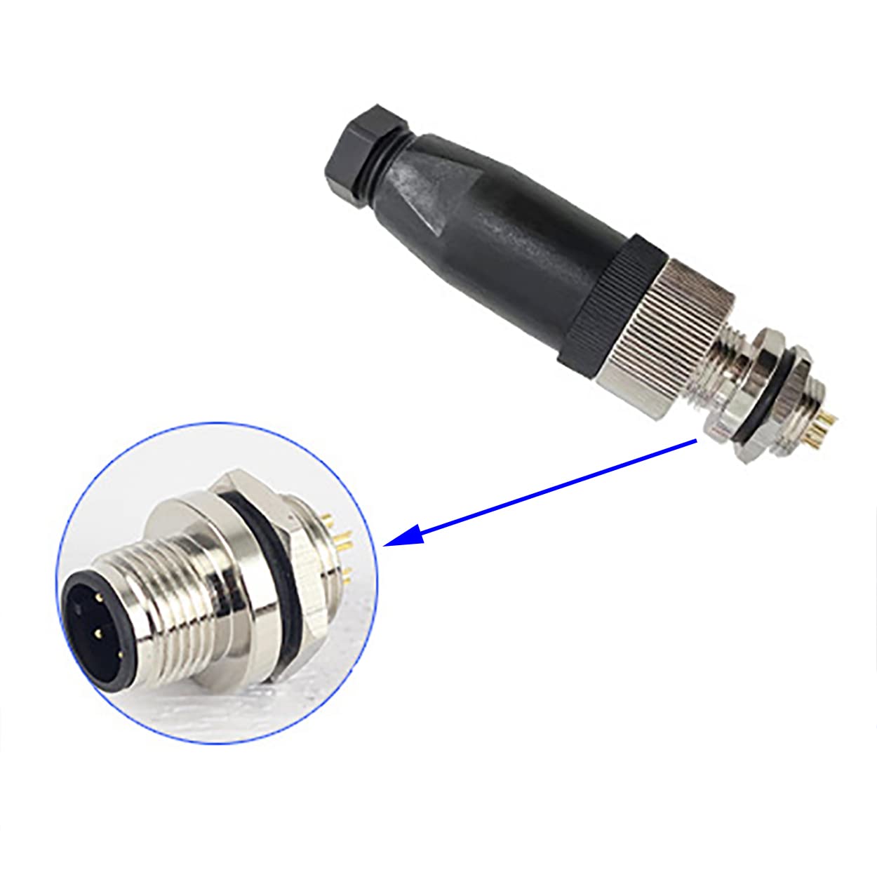 Connecteur M12 Mâle 4 Broches Y Type 1 Mâle à 2 Femelles - Code A, IP67 Étanche, Connecteur Industriel 12mm