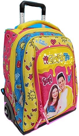 Me contro Te Trolley Zaino Rosa Giallo Blu Girl con luci + Astuccio One  Time Zip + Omaggio portachiave con Paillettes + Bracciale Ciondolo Angelo +  10 Penne Glitterate : Amazon.it: Valigeria