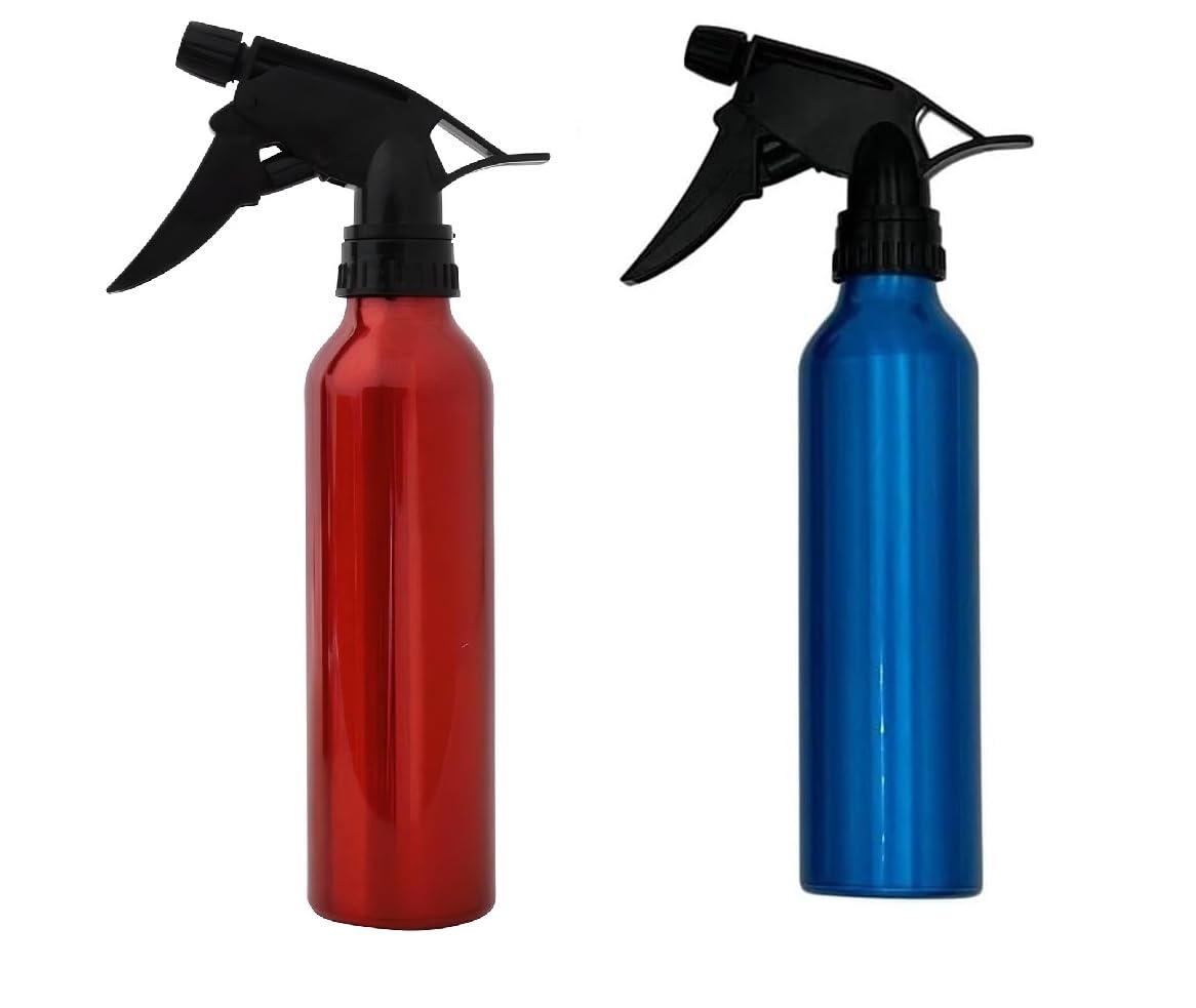 Sandhill Tools Aluminum Empty Spray Bottles with Trigger sprayer 250 ml for Travel, Professional and at Home Use- 2 Color Pack