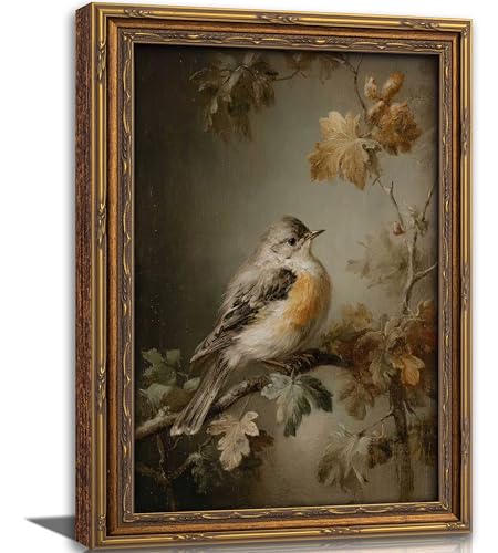 Gold Framed Canvas Wall Art Vintage Birds Painting...