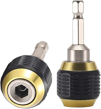 2pcs 60mm Self-Locking Drill Bit Holder with 1/4 Inch Hex Shank, Quick Release Drill Bit Extension Rod Screwdriver Bit Holder Chuck Adapter for Hand-held Drivers or Power Drill