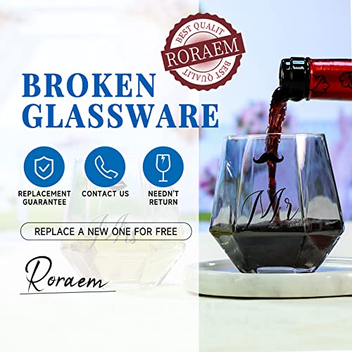 Roraem Wine Glasses Gifts For Mr And Mrs - Wedding Gifts For Bride And Groom - Gifts For Bridal Shower Newlywed Engagement And Anniversary - Couples Gifts For Husband & Wife #TOP5