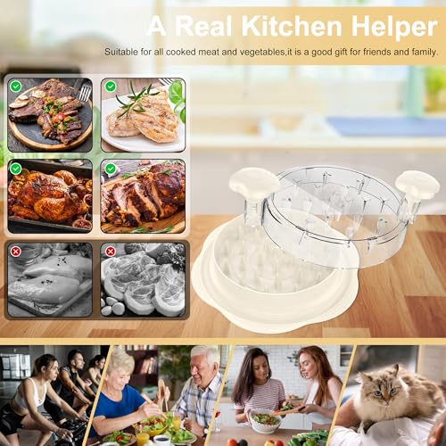 Image of Chicken Shredder Tool Twist Large Chicken Breast Shredder with Brush&Fork, Visible Meat Shredder Machine, Strong Anti-Slip Strip, Ergonomic Handle, BPA Free, Suitable for Pork Beef Chicken (White)