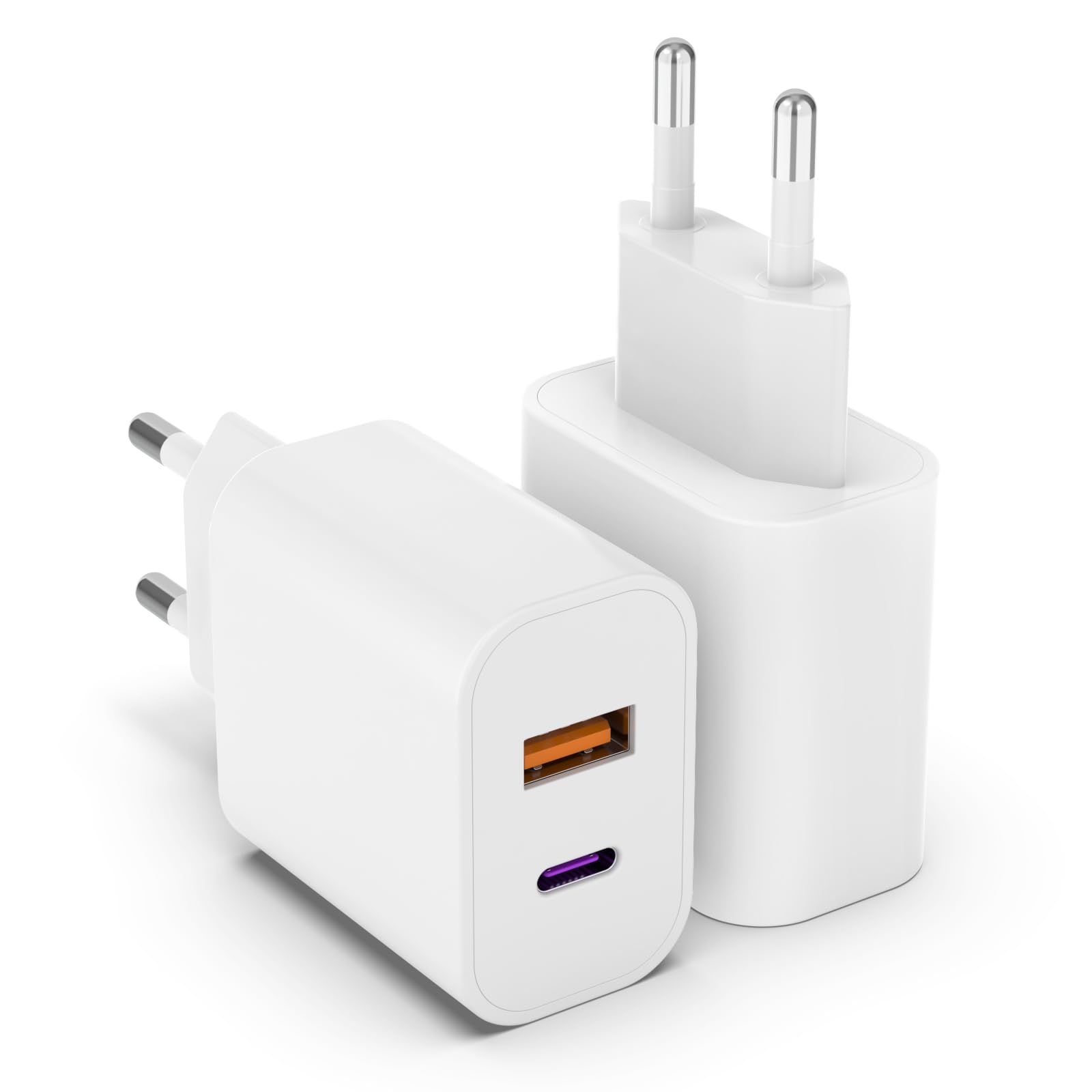 20 W USB C Adapter, Pack of 2 iPhone Charger for iPhone 16 15 14 Plus Pro Max 13 12 11 SE, USB A+C PD 3.0 iPhone Fast Charger, Charging Plug Power Adapter USB Plug Power Supply (without Charging