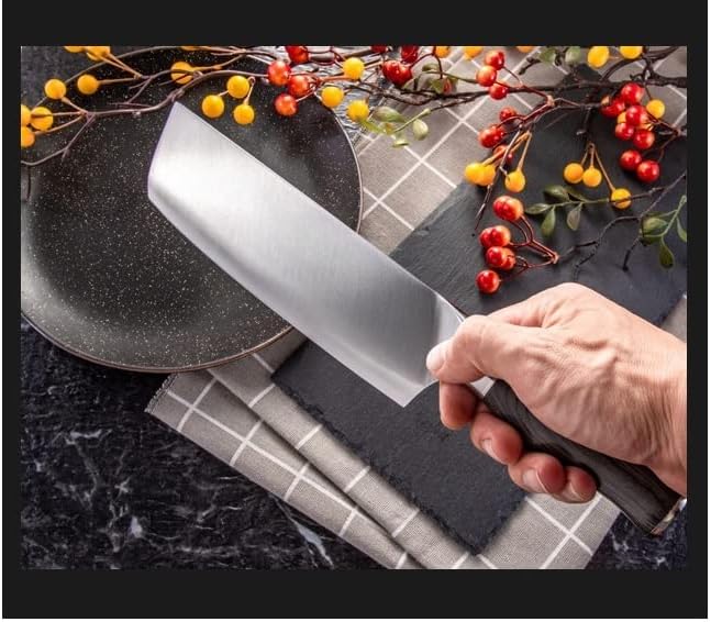 Meat Cleaver,Cleaver Knife 7 Inch Pro Japanese Chef's Knife 9Cr18Mov Stainless Steel Chef Kitchen Knives Santoku Meat Cleaver Beef Cooking Tools