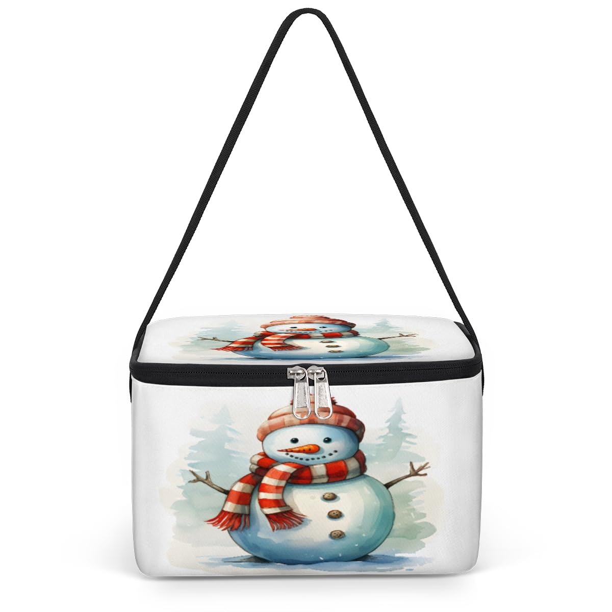 GzLeyigou Lovely Snowman Winter Lunch Bags for Women Men 9 Cans, Hot & Cold Food Delivery Bag Insulated Grocery Bag Insulated Lunch Box Cooler Bag for Office Work Picnic Beach