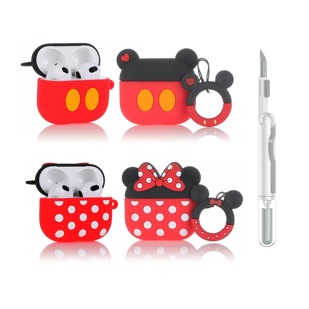 (2Pack+Cleaner Pen) XMBYGY Case for Apple AirPods 3rd Generation Wireless Earbuds with Cleaning Pen Kit, Silicone Cute Charging Case Shockproof