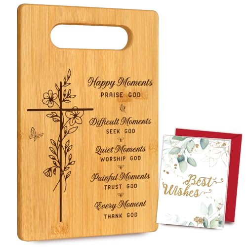 Tabla de Cortar Bambú con Diseños de Escrituras - Regalo de Cocina Inspirado en la Fe - Motivo Cruz Decoración Cristiana para Cumpleaños y Tiempo de Oración - Presente Espiritual para Mamá y Madrina Querida miniatura 1