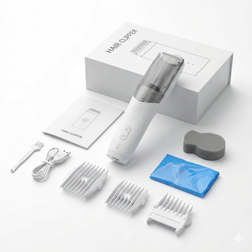MOMMED Baby Hair Clippers, Hair Cutting Kit for Kids, Electric Kids Hair Trimmer, Rechargeable Waterproof Electric Vacuum Baby Clippers with Charger Base