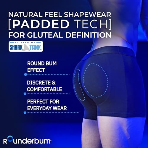 Rounderbum Men's Padded Underwear Boxer Briefs with Removable Butt Enhancing Pads - 4 Colors - More Volume Instantly2