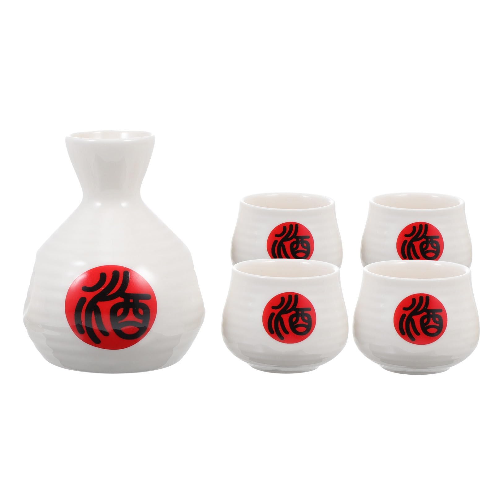 Juego de sake de cerámica rosa MOKKHNB con tazas y jarra resistente para barra