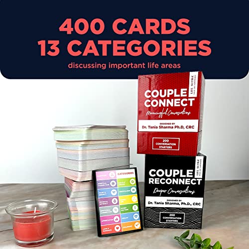 Life Sutra Couple Games - By Usa Psychologist - 400 Conversation Starters And Activities - Improve Communication | Romance And Trust - Card Game For Couples Or Singles Gift Set Romantic Conversations #TOP2