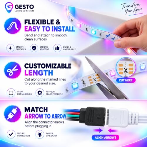 Gesto Store Gesto 5 Meter RGB LED Strip Light with Remote โ 300 LEDs - Image 4