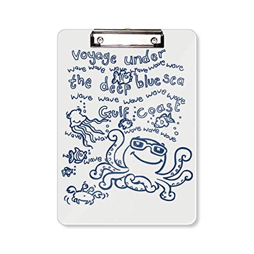 Porte-bloc motif pieuvre bleu marine A4 chemise à pince sous-main