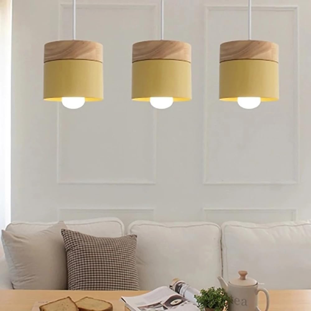 Mini Lampy Wiszące Drewniane Nordic Nowoczesne Białe Lampy Wiszące Sufitowe Przemysłowe Szare Małe Żyrandole Cylinder Metalowy Klosz Farmhouse Lampa Wisząca Do Zlewu Kuchennego Syp