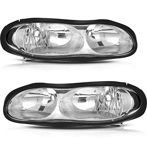 LSAILON Headlight Assembly Replacement Fit 1998-2002 For Chevrolet Camaro Chrome Housing Clear Lens