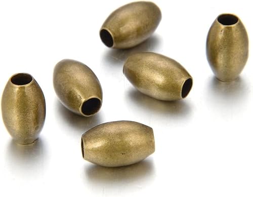 Miniatura 10 de 200pcs 0.315 in liso oval arroz metal espaciador suelto cuentas de latón plateado para joyería artesanía fabricación CF256-2