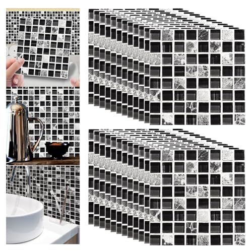 Pegatinas de Azulejos Autoadhesivos 20×20cm,ESYFOR 24 Piezas Adhesivos para Azulejos Resistentes al Agua y Aceite Pegatina de Pared Mosaicos para Cocina y Baño