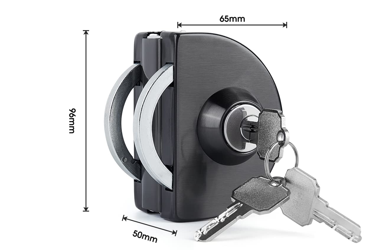 Ranbo Frameless Glass Double Sided Swing Door Lock, No-Drill, 304 Stainless Steel - Image 3