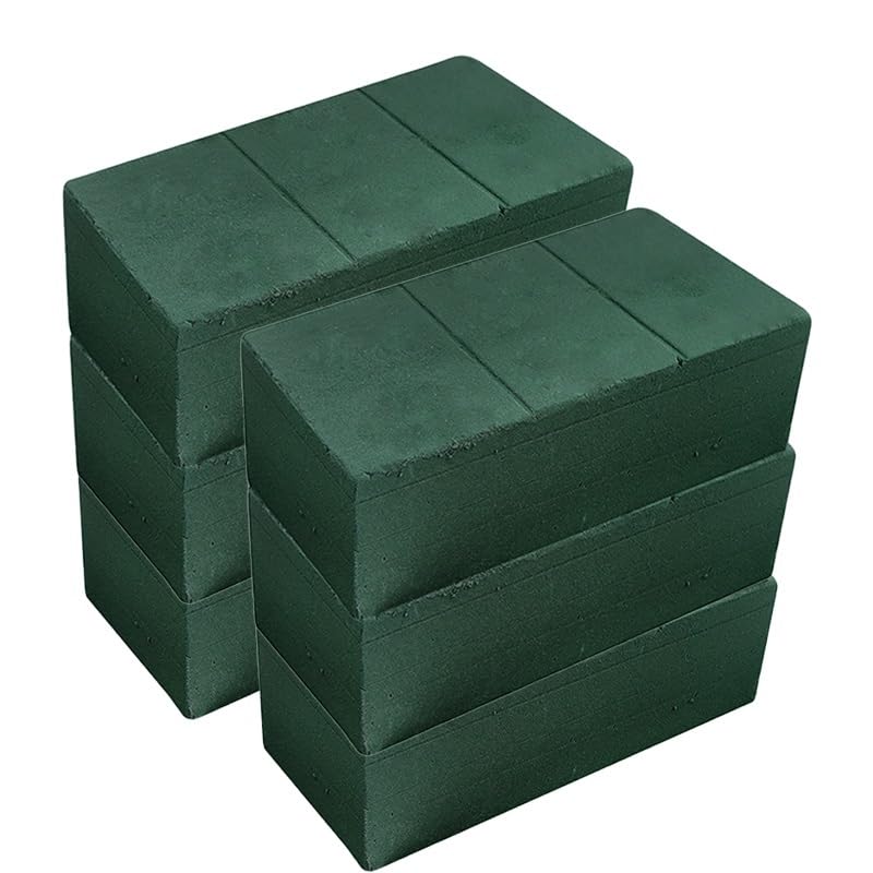 1 szt. Zielone bloki z pianki kwiatowej, prostokątny blok piankowy kwiat błoto na świeże sztuczne kwiaty suche mokre kwiatowe dekoracje weselne(6PCS)