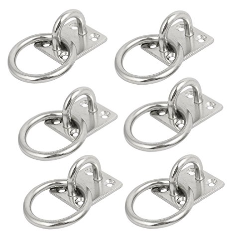 Aexit 304 Stainless Home Hardware Steel 6mm Thickness Ring Square Shape Fixed Pad Eye Plate 6pcs Model:37as323qo48