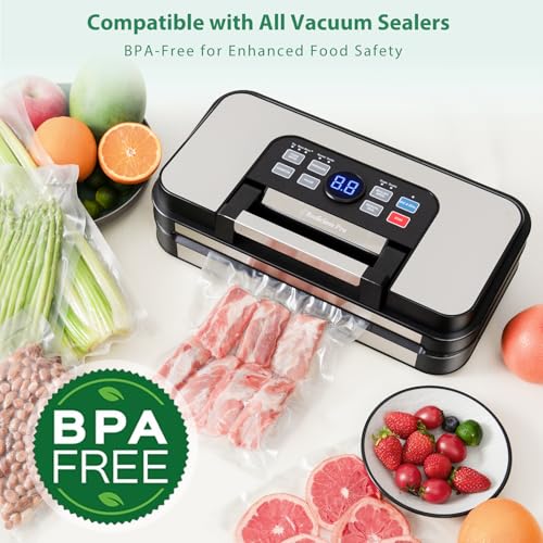 Image of Beelicious Pro Precut Vacuum Sealer Bags for Food Storage 100 Count 8 inch x 12 inch with BPA-Free, Heavy Duty, Commercial Vacuum Seal Bags for Sous Vide & Seal a Meal