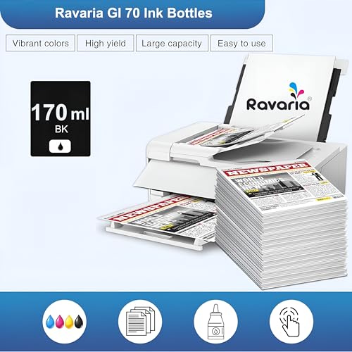 Image of GI 70 Compatible Ink for Canon Pixma G5070 G6070 G7070 GM2070 GM4070 Printer (GI 70 Black Ink 1 Pcs)