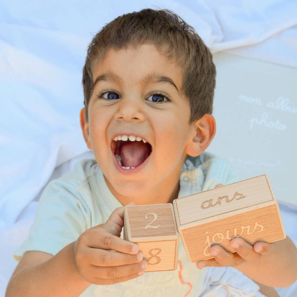 Cubes étapes bébé en bois en Français cadeau décoratif utile