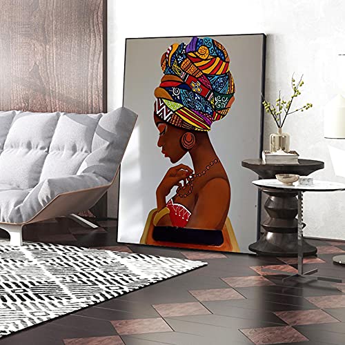 Art africain figure toile de peinture pour décoration murale salon