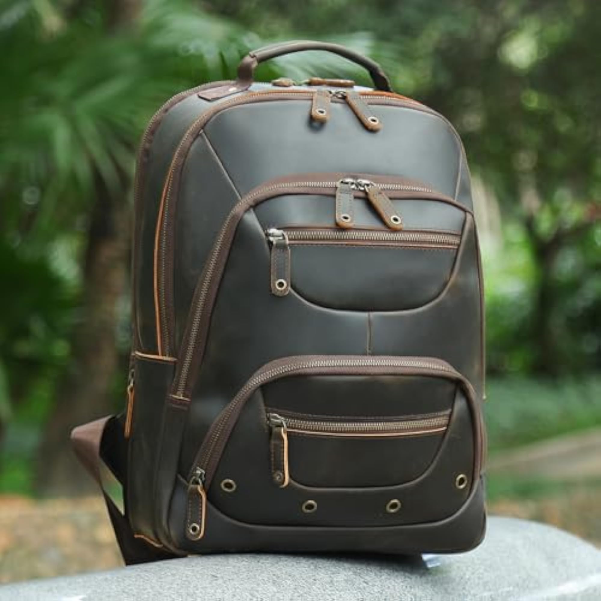 Vintage Leather Backpack for Men, 16" Laptop