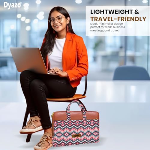 Image of Dyazo 13 inch to 13.3 inch Laptop Bag for Woman | Jute & Vegan Leather Handcrafted | Office Handbags with Zipper Closure | Compatible for Dell, HP, MacBook, Lenovo, Asus, Acer and Other Noteook
