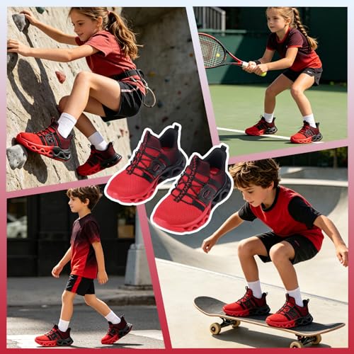 Image of VITUOFLY Boys Girls Sneakers Kids Mesh Lightweight Running Tennis Shoes