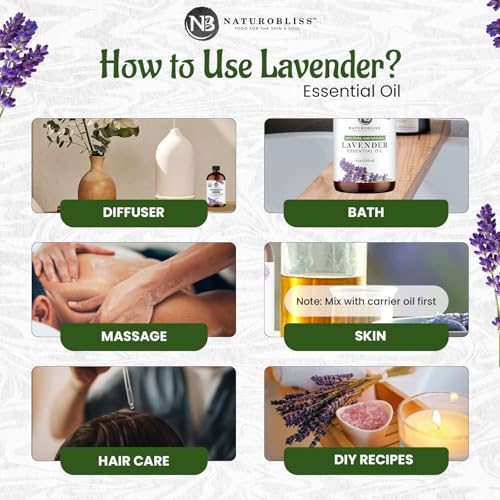 Image of NaturoBliss Organic Lavender Essential Oil, 100% Pure Therapeutic Grade, Premium Quality, 1 fl. Oz / 30 ml - Perfect for Aromatherapy and Relaxation (30ml)
