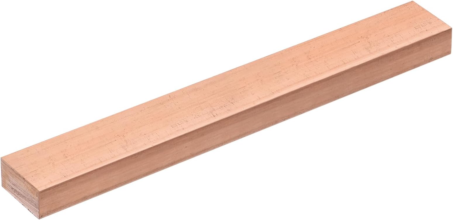 sourcing map Copper Flat Bar, 0.39" Thickness x 0.79" Width x 5.91" Length Copper Bus Bar Stock Plate Mill for Electrical (10mm x 20mm x 150mm)