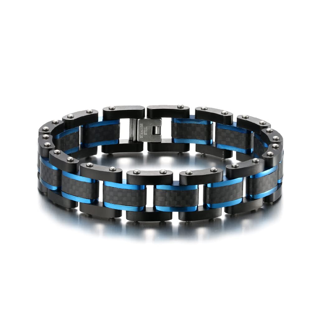 Bracciale Combinato in Fibra Di Carbonio Solido Tungsteno Gotico, Bracciale Staccabile Regolabile Da Uomo in Fibra Di Carbonio Da 8,5"