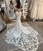 Mermaid Wedding Dresses for Bride White Tulle Bridal Dress with Train Lace Applique Boho Wedding Gowns US14