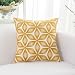HWY 50 Yellow Embroidered Decorative Throw Pillow Covers Cushion Cases for Couch Sofa Bed Fashion Modern Geometric 18x18 inch, 1 Piece