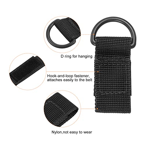PATIKIL Belt Keeper Key Chain, 2Pcs D Type Nylon Webbing Strap Hanging Gear Buckle Key Chain Hook with Snap for Outdoor Camping,Black - Image 4