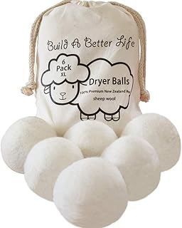 Updated Version(Made of The Latest Shearing)-Wool Dryer Balls-Pack of 6 XL,Premium Reusable New Zealand Natural Fabric Sof...