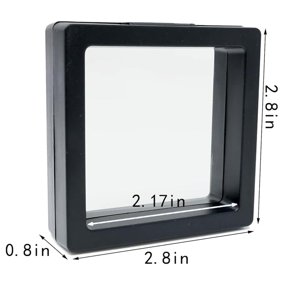 WELANGBN Black 3D Floating Display Holder, 1 PCS Silicone Coin Frame, 2.8 x 2.8 x 0.8 inch, for Challenge Coins, Medallions, Jewelry