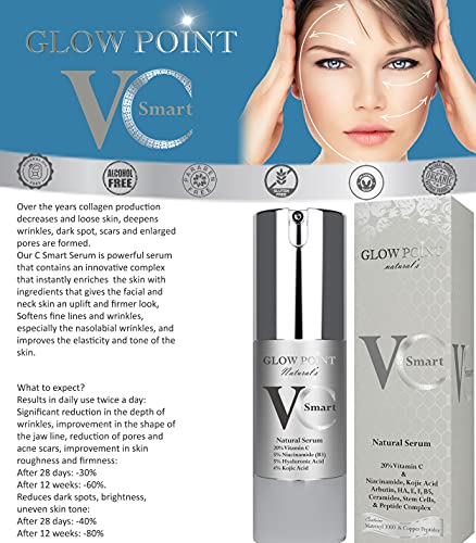 Glow-Point-Naturals-20-Natural-Vitamin-C-Serum-for-Face-with-5-Hyaluronic-Acid-5-Niacinamide-4-Kojic-Acid-Ferulic-Acid-E-B5-Skin-Lightening Glow Point Naturals, 20% Vitamin C Serum For Face With Hyaluronic Acid, 5% Niacinamide, 4% Kojic Acid, 4% D-Arbutin, VC Smart Serum