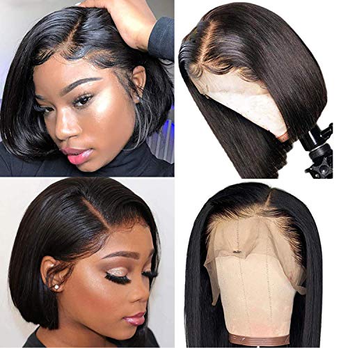 Glueless Short Straight Bob Cut Lace Front Wigs Human Hair for Black Women