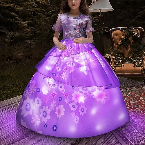 UPORPOR LED Leuchtendes Halloween Kostüm Kleider Prinzessin mädchen Kostüm Zauber Outfit Kostüm für Geburtstag Party Karneval Kinder Cosplay