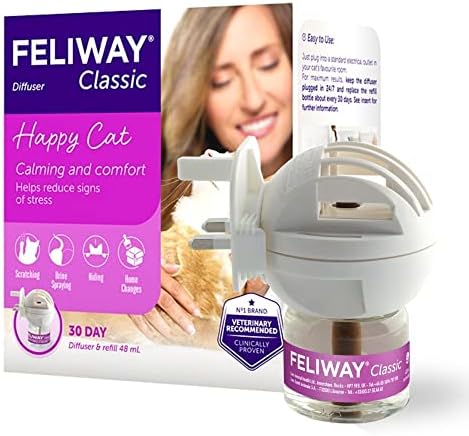 FELIWAY Classic 30 day starter kit. Diffuser and Refill. Comforts cats and helps solve helps solve behavioural issues and stress/anxiety in the home - 48ml, White