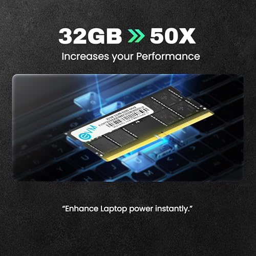 Image of EVM 32GB DDR5 Laptop RAM 5200 MHz SoDimm - High Performance Memory for MAC, Intel, AMD - 16 Chips, 256Mx8 Chip Density - Ideal for Editing, Gaming - 10 Years Warranty (EVMT32G5200S88P)